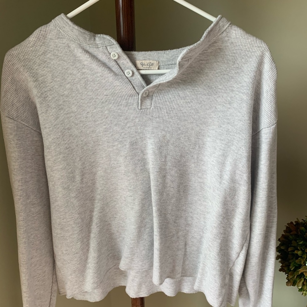 Brandy Melville waffle knit button shirt.